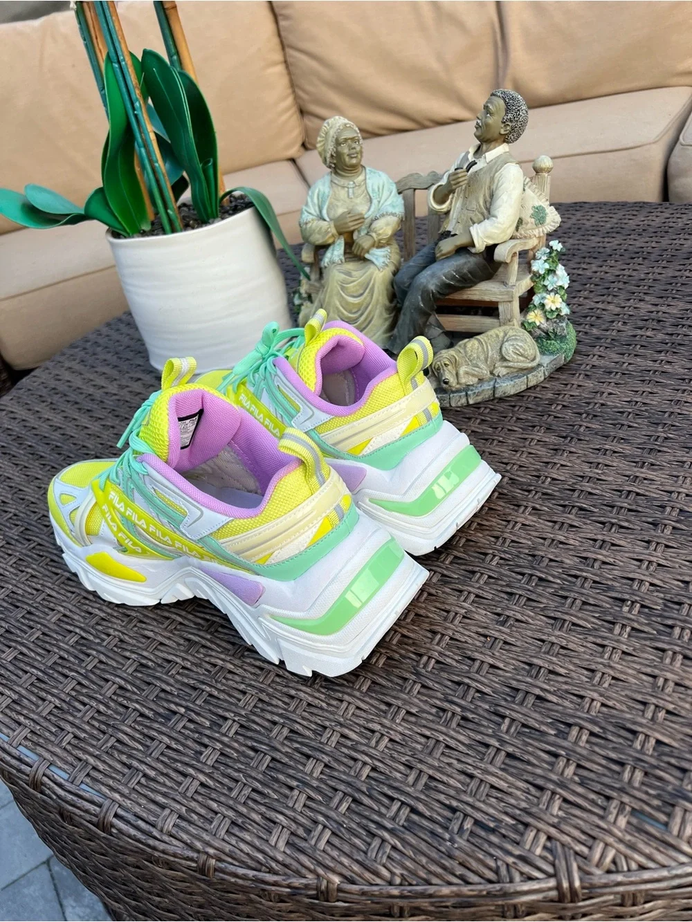 Fila Electrove 2 5RM01744-744 Womens Yellow Leather Lifestyle Sneakers Shoes